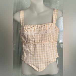 Gingham Bustier Sexy Square Neck Sleeveless Tank Top